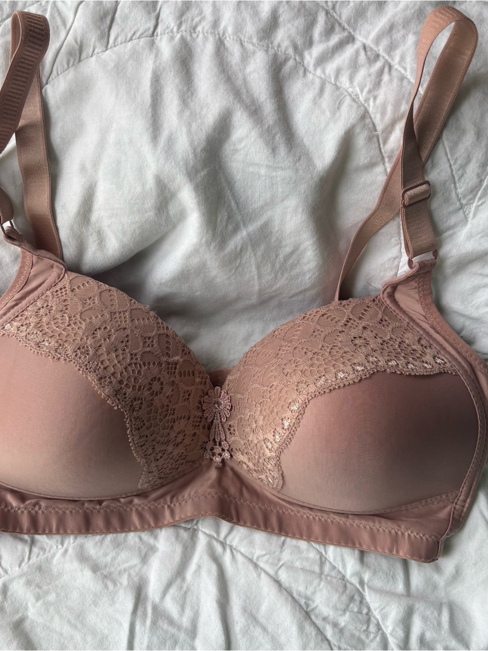 Prima Valentina Pink/Mauve Full Coverage Wirefree Lace Bra.